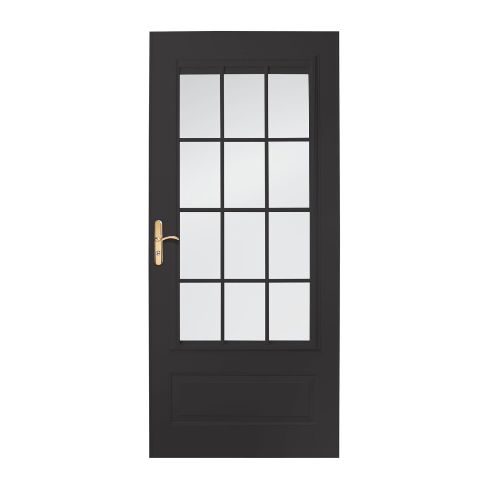 EMCO 32 x 80 in. 400 Series Black Aluminum Anytime Storm Door Brass ...