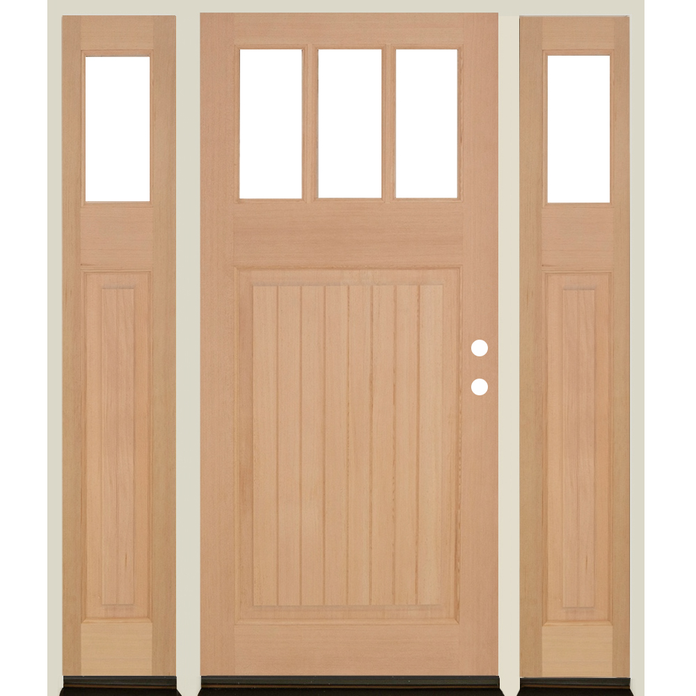 Krosswood Craftsman Douglas Fir 3-Lite Exterior Wood Door In Unfinished